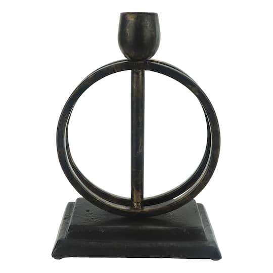 8&#x22; Antique Gold Circle Taper Candle Holder by Ashland&#xAE;